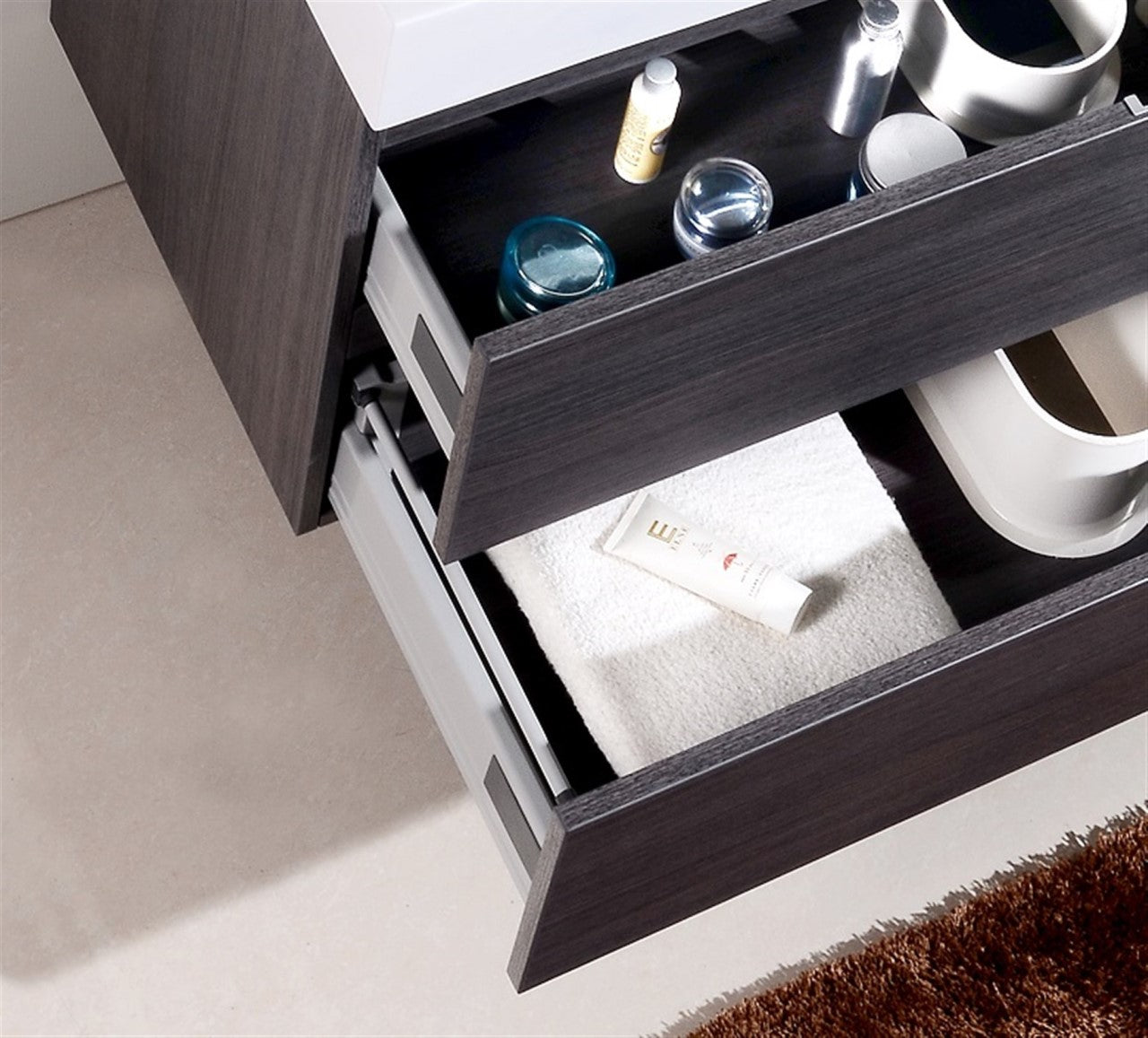 Bliss 40″ Inch Gray Oak Wall Mount Modern Bathroom Vanity