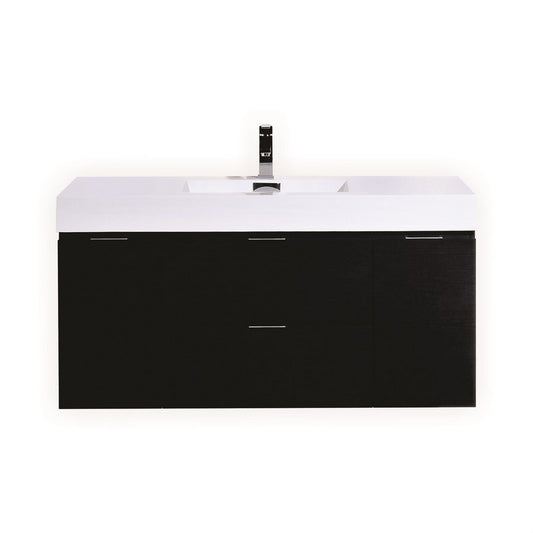 Bliss 48″ Inch Black Wall Mount Single Sink Modern Bathroom Vanity