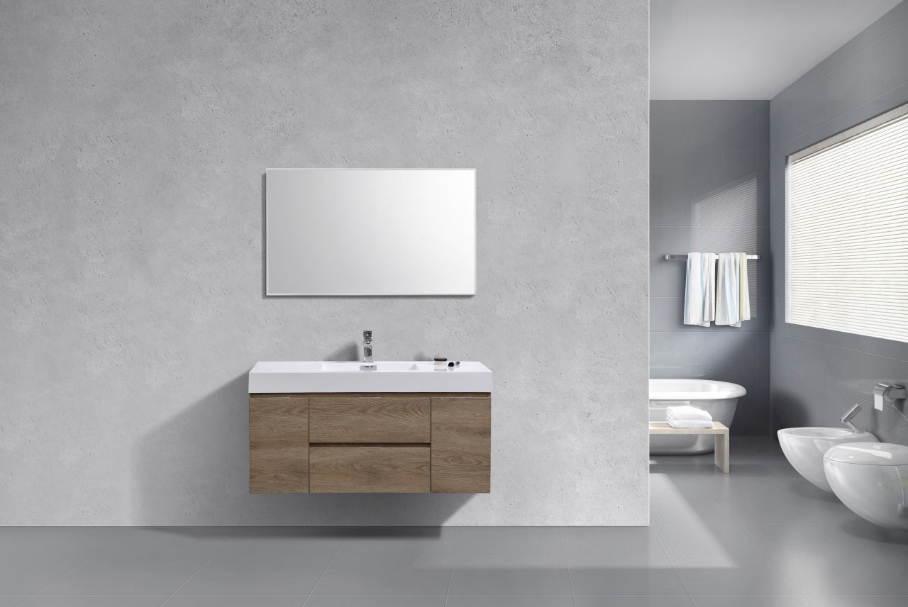 Bliss 48″ Inch Butternut Wall Mount Single Sink Modern Bathroom Vanity