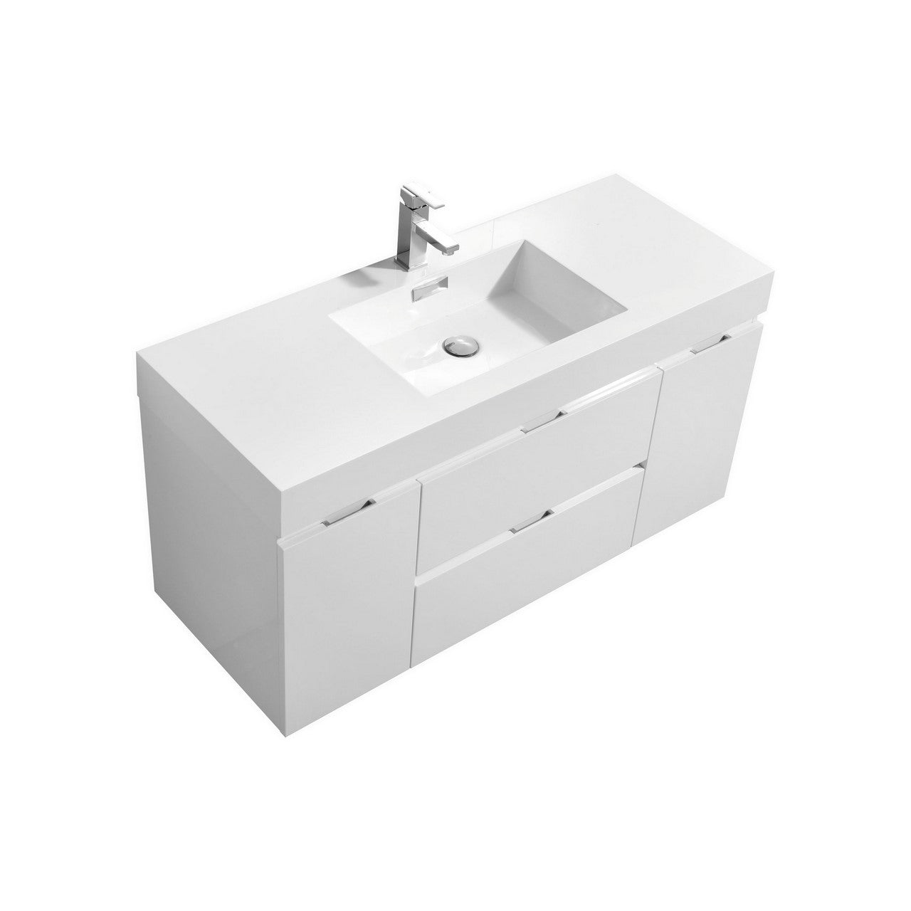 Bliss 48″ Inch High Gloss White Wall Mount Modern Bathroom Vanity