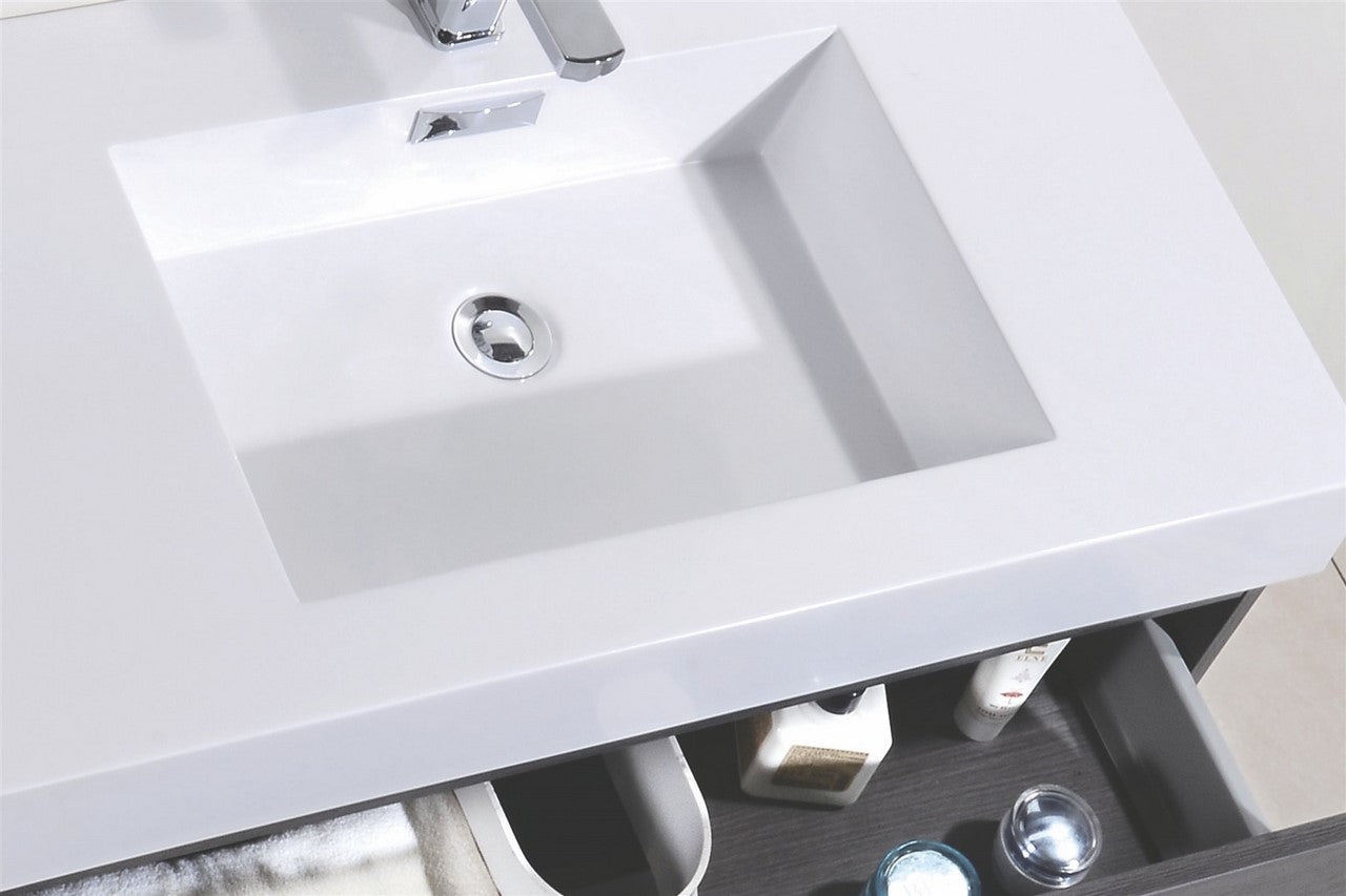 Bliss 80″ Inch Gray Oak Wall Mount Double Sink Modern Bathroom Vanity