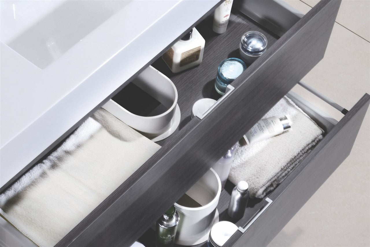 Bliss 80″ Inch Gray Oak Wall Mount Double Sink Modern Bathroom Vanity