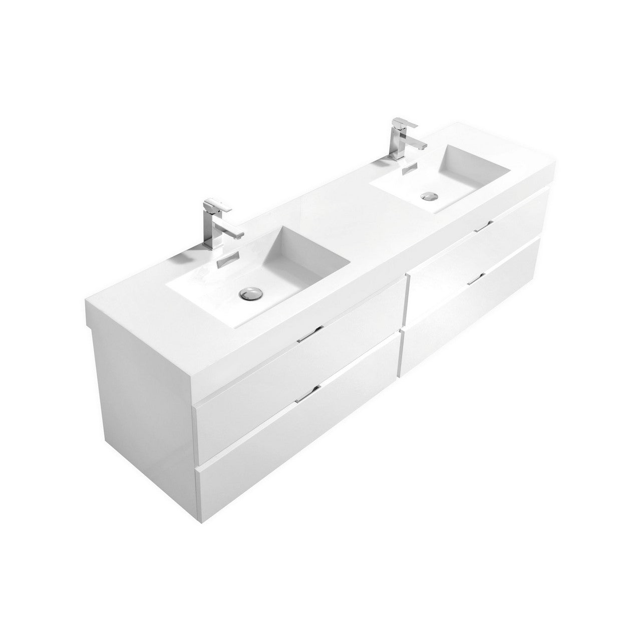 Bliss 80″ Inch High Gloss White Wall Mount Single Sink Modern Bathroom Vanity