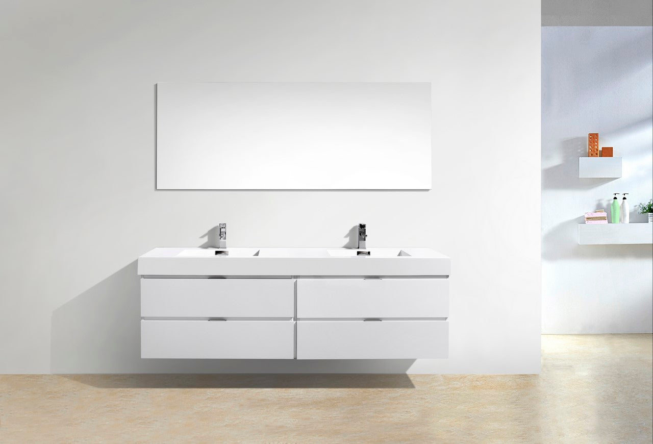 Bliss 80″ Inch High Gloss White Wall Mount Single Sink Modern Bathroom Vanity