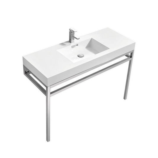 Haus 48″ Inch Stainless Steel Console W/ White Acrylic Sink – Chrome