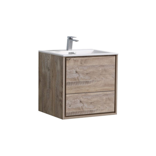 24″ Inch De Lusso Nature Wood Wall Mount Modern Bathroom Vanity