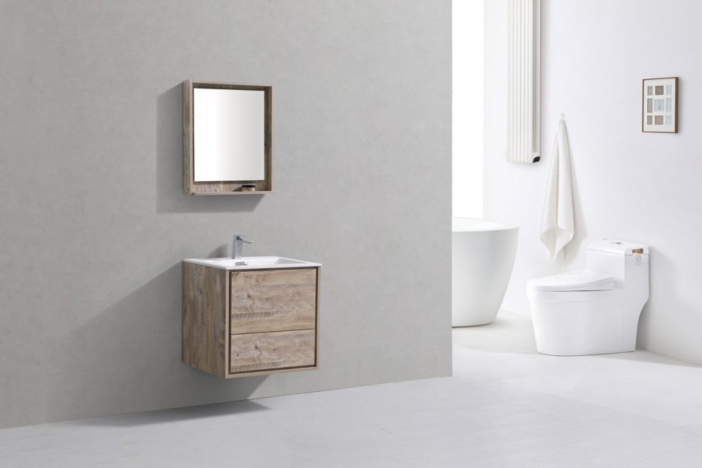 24″ Inch De Lusso Nature Wood Wall Mount Modern Bathroom Vanity