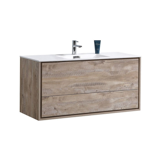 De Lusso 48″ Inch Single Sink Nature Wood Wall Mount Modern Bathroom Vanity