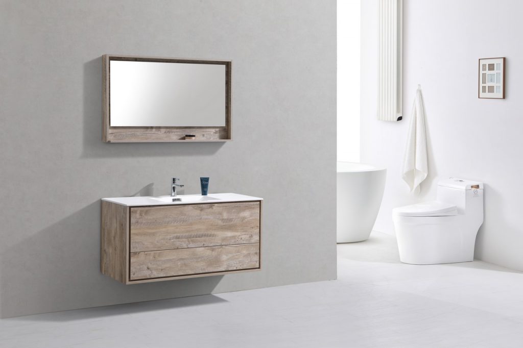 De Lusso 48″ Inch Single Sink Nature Wood Wall Mount Modern Bathroom Vanity