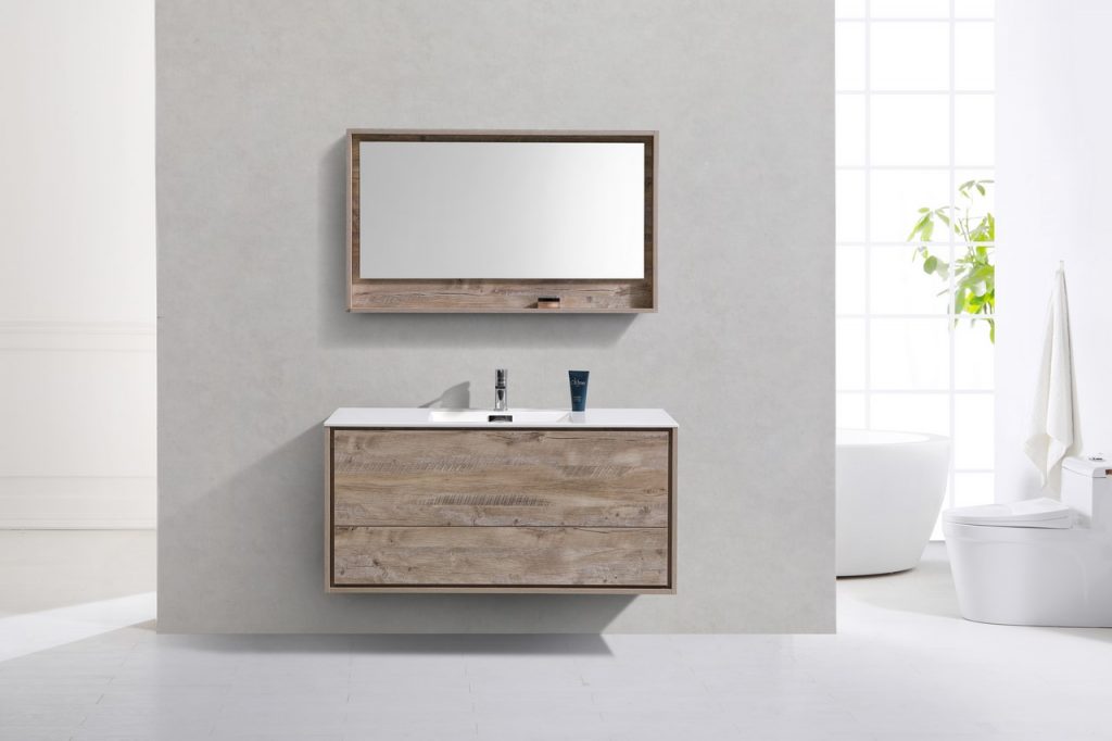 De Lusso 48″ Inch Single Sink Nature Wood Wall Mount Modern Bathroom Vanity