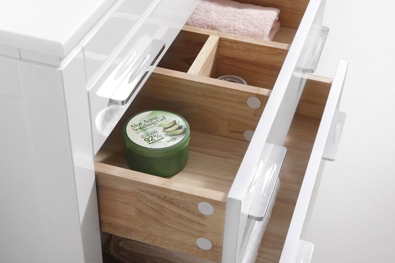 Eiffel 36” Inch High Gloss White Vanity W/ White Counter Top