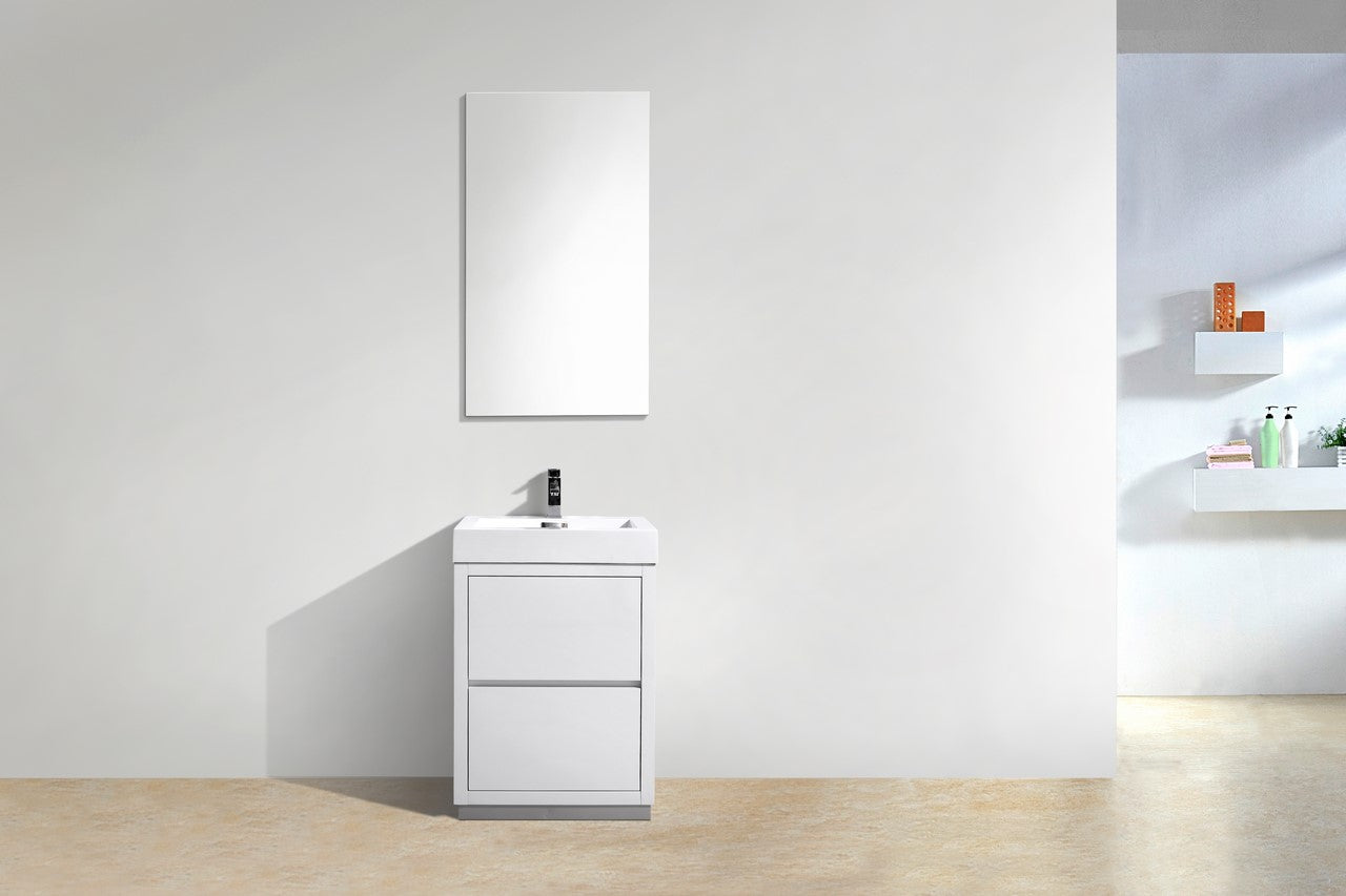 Bliss 24″ Inch High Gloss White Free Standing Modern Bathroom Vanity