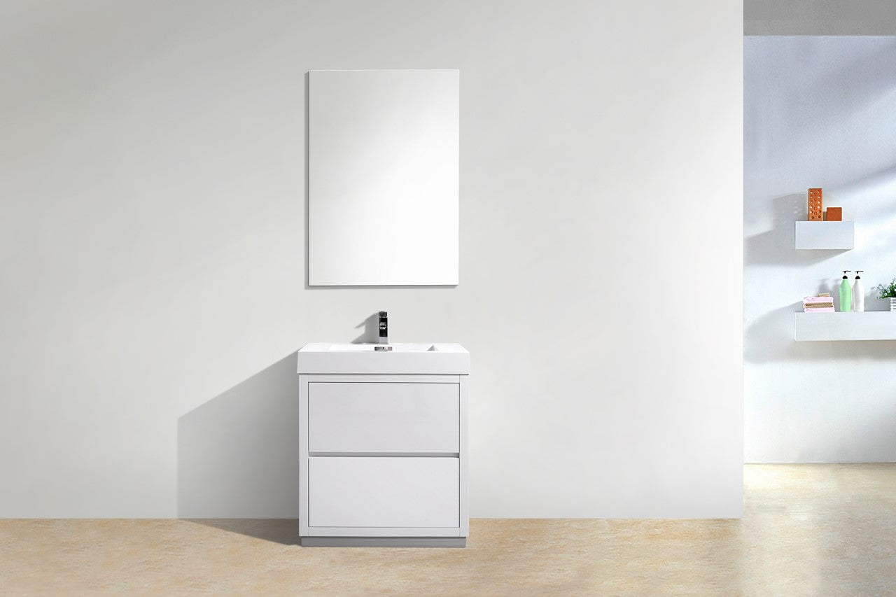 Bliss 30″ Inch High Gloss White Free Standing Modern Bathroom Vanity