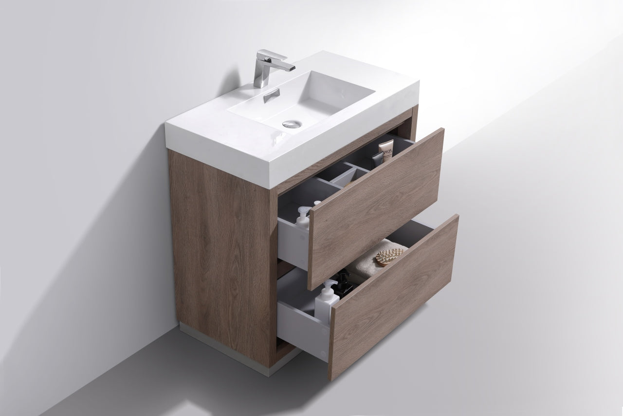 Bliss 36″ Inch Butternut Free Standing Modern Bathroom Vanity