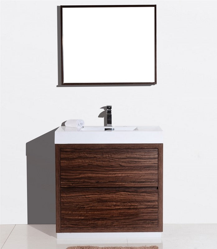 Bliss 36″ Inch Walnut Free Standing Modern Bathroom Vanity