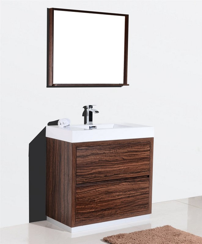 Bliss 36″ Inch Walnut Free Standing Modern Bathroom Vanity