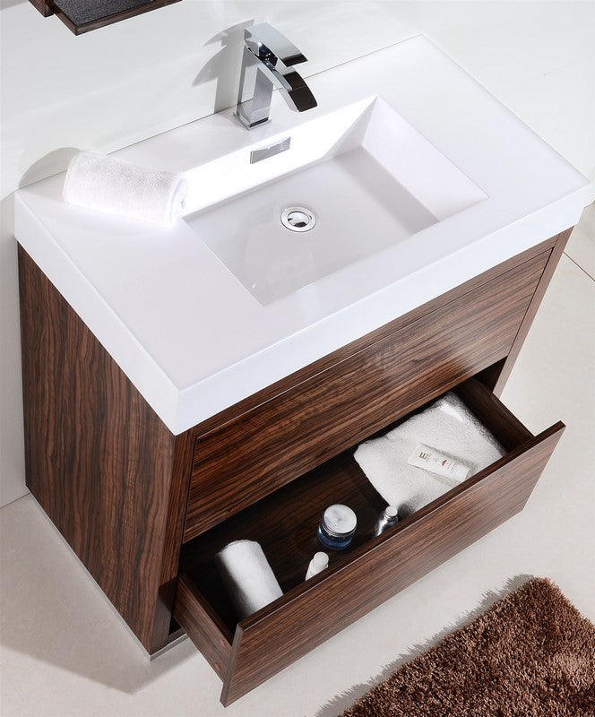Bliss 36″ Inch Walnut Free Standing Modern Bathroom Vanity