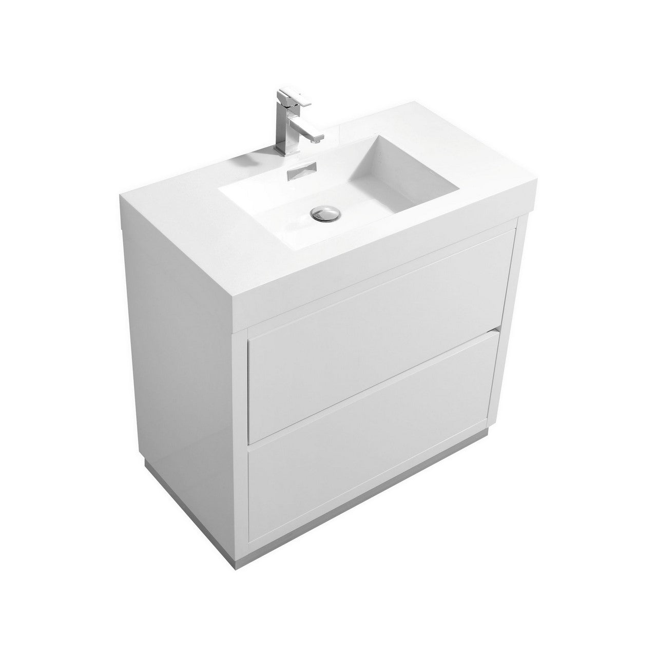Bliss 36″ Inch High Gloss White Free Standing Modern Bathroom Vanity