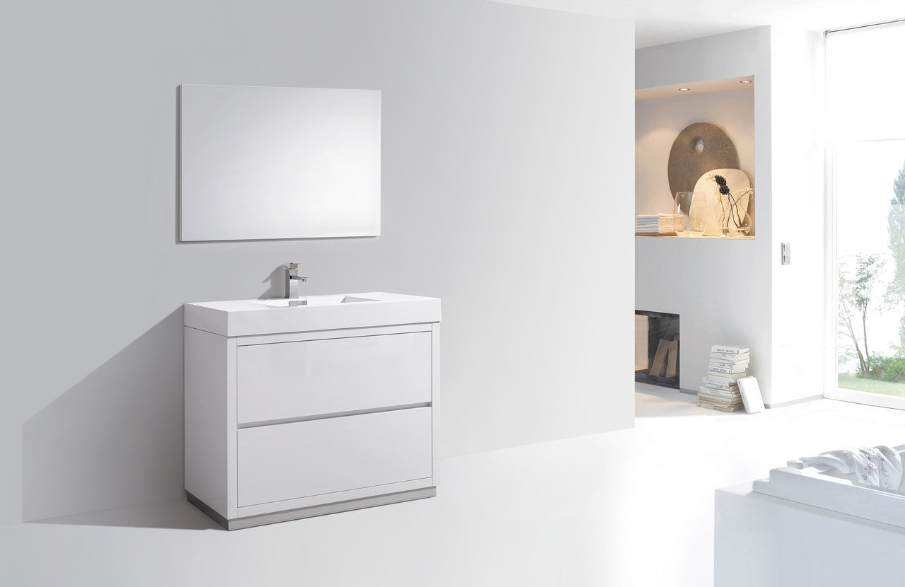 Bliss 40′′ Inch High Gloss White Free Standing Modern Bathroom Vanity
