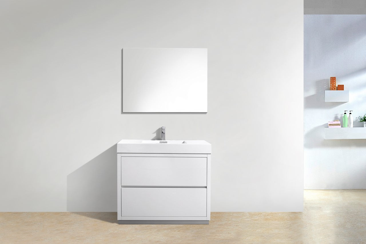 Bliss 40′′ Inch High Gloss White Free Standing Modern Bathroom Vanity
