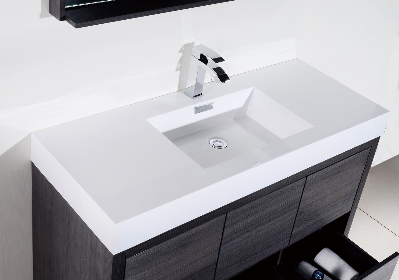 Bliss 48″ Inch Gray Oak Free Standing Modern Bathroom Vanity