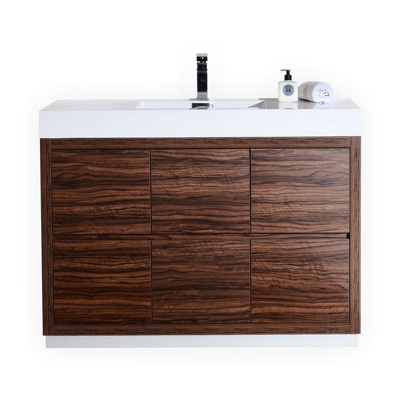 Bliss 48″ Inch Walnut Free Standing Modern Bathroom Vanity