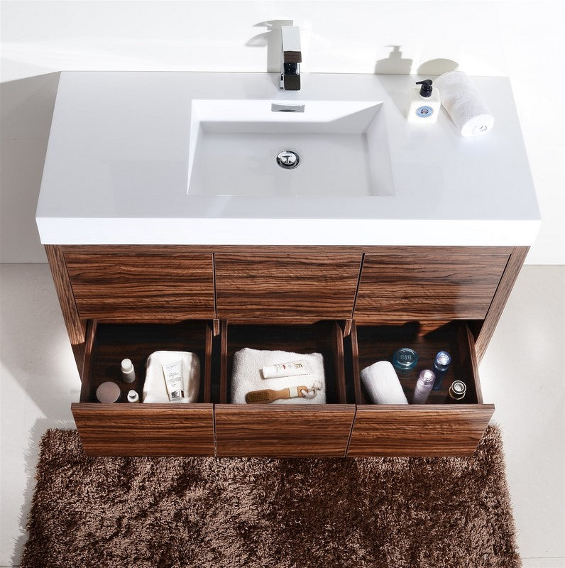 Bliss 48″ Inch Walnut Free Standing Modern Bathroom Vanity