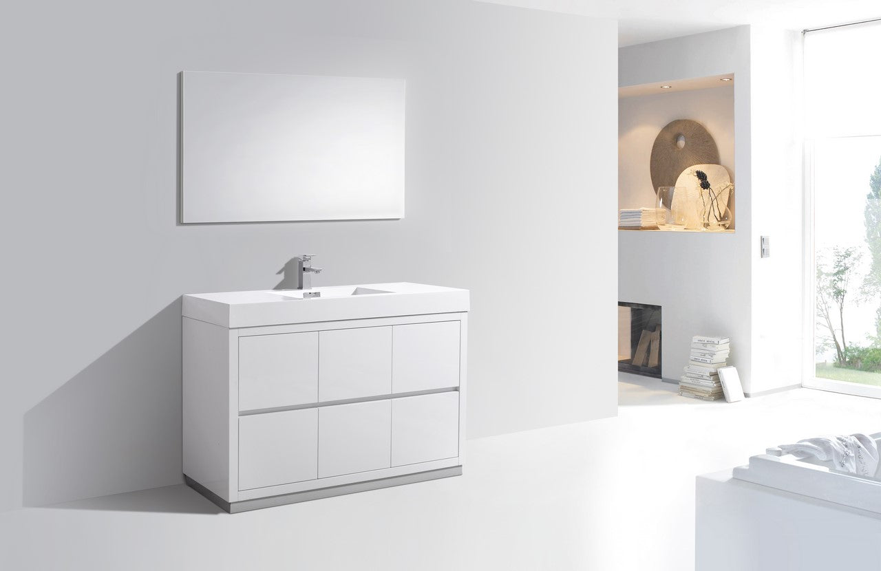 Bliss 48″ Inch High Gloss White Free Standing Modern Bathroom Vanity