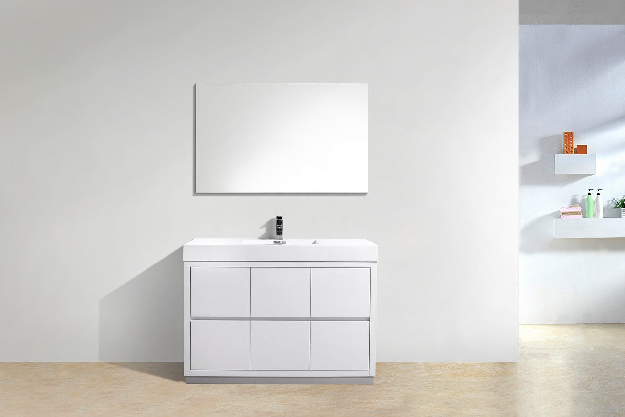 Bliss 48″ Inch High Gloss White Free Standing Modern Bathroom Vanity