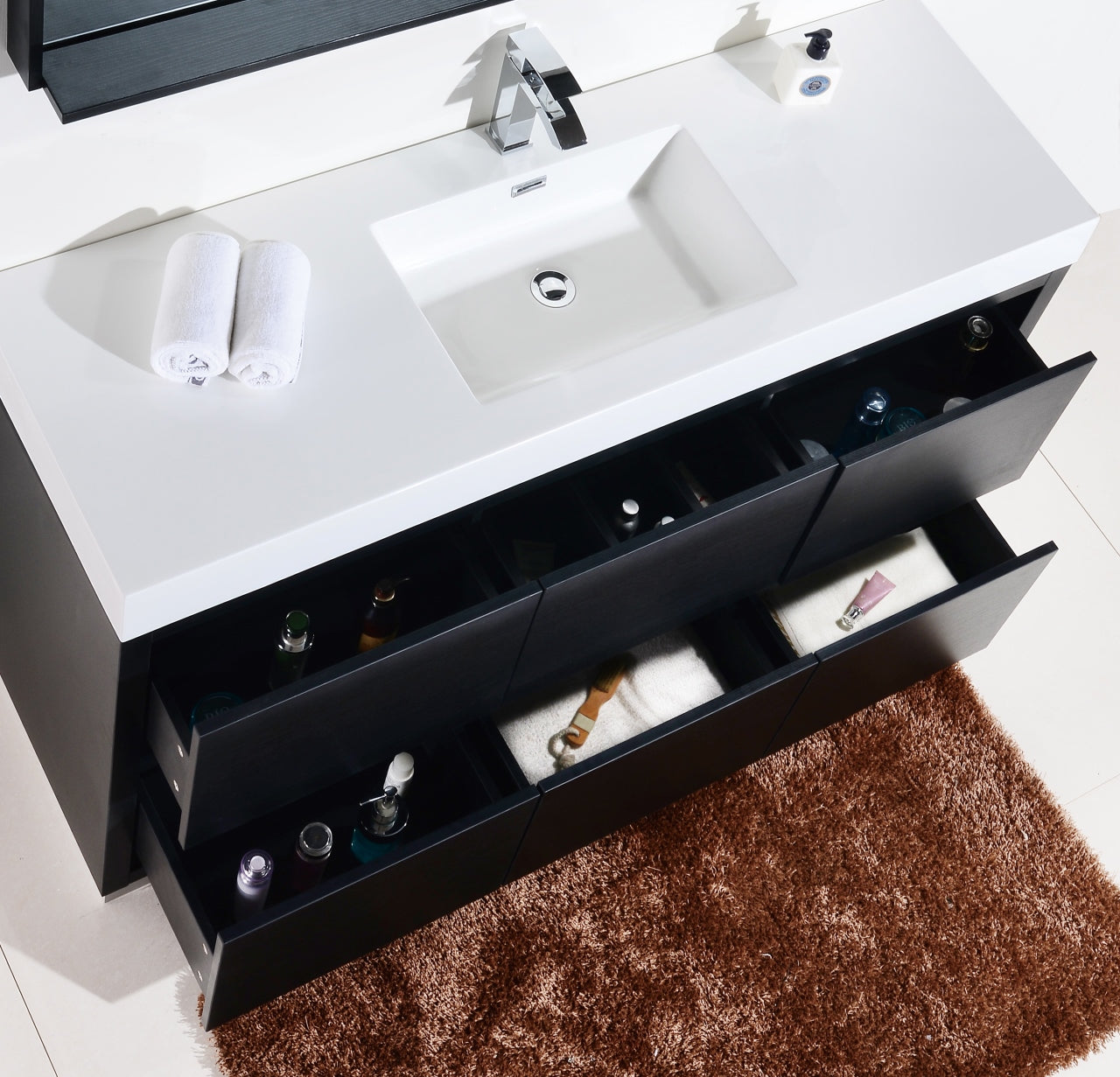 Bliss 60″ Inch Single Sink Black Free Standing Modern Bathroom Vanity