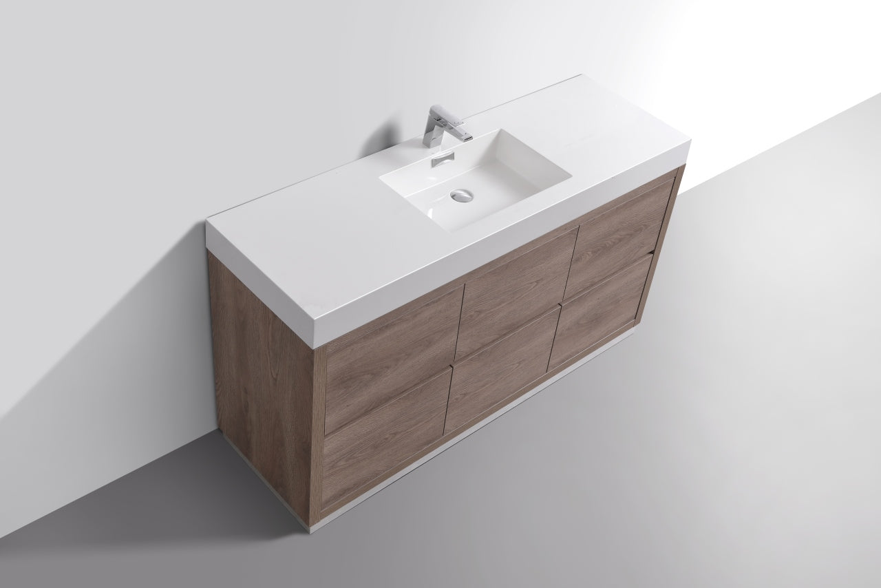 Bliss 60″ Inch Single Sink Butternut Floor Mount Modern Bathroom Vanity