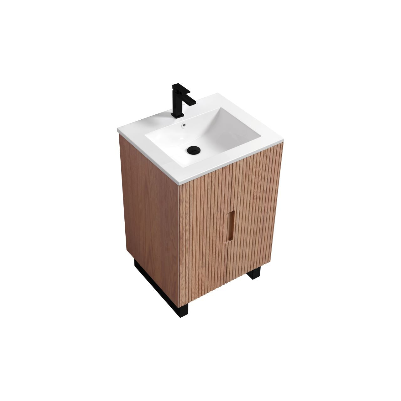 24” Fiore Free Standing Bathroom Vanity w/ Matte Black Legs – Oakwood