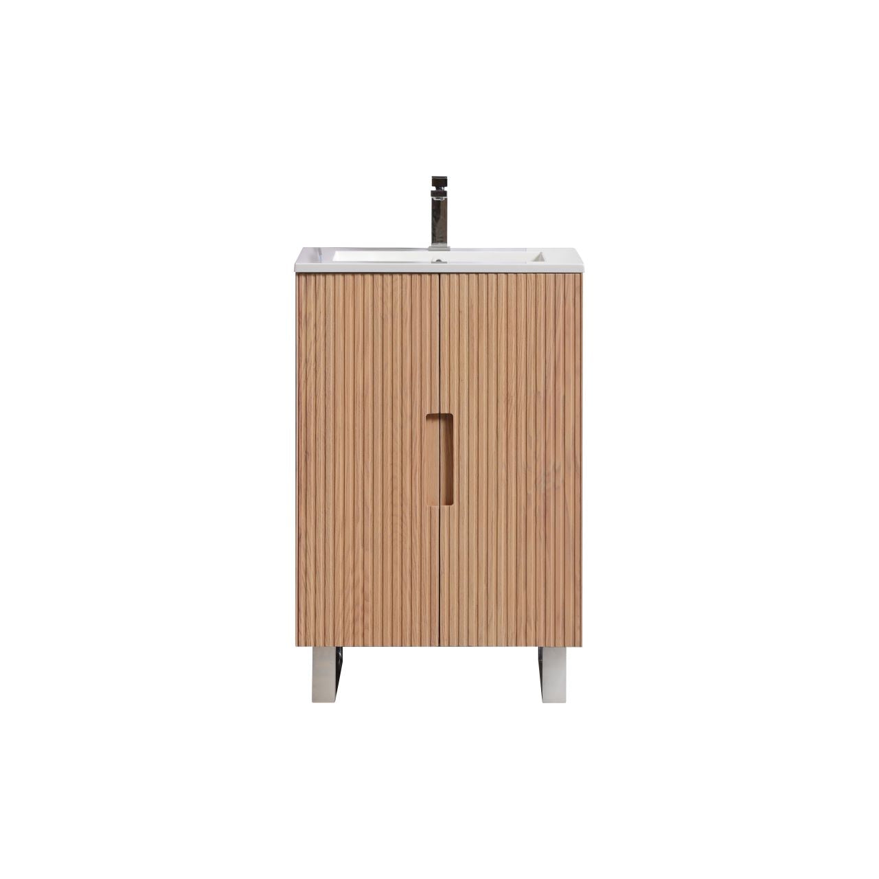 24” Fiore Free Standing Bathroom Vanity w/ Chrome Legs – Oakwood