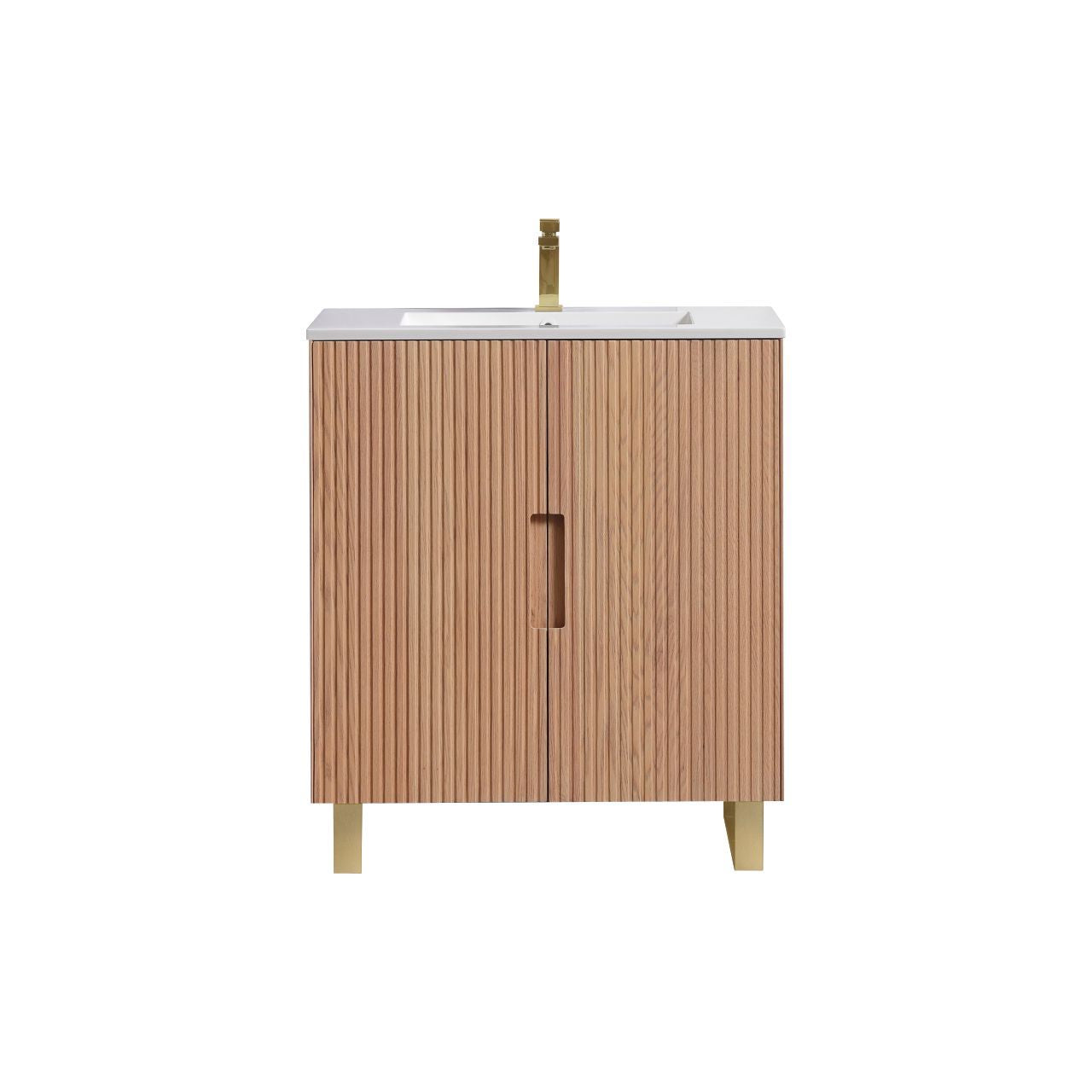 32” Fiore Free Standing Bathroom Vanity w/ Gold Legs – Oakwood