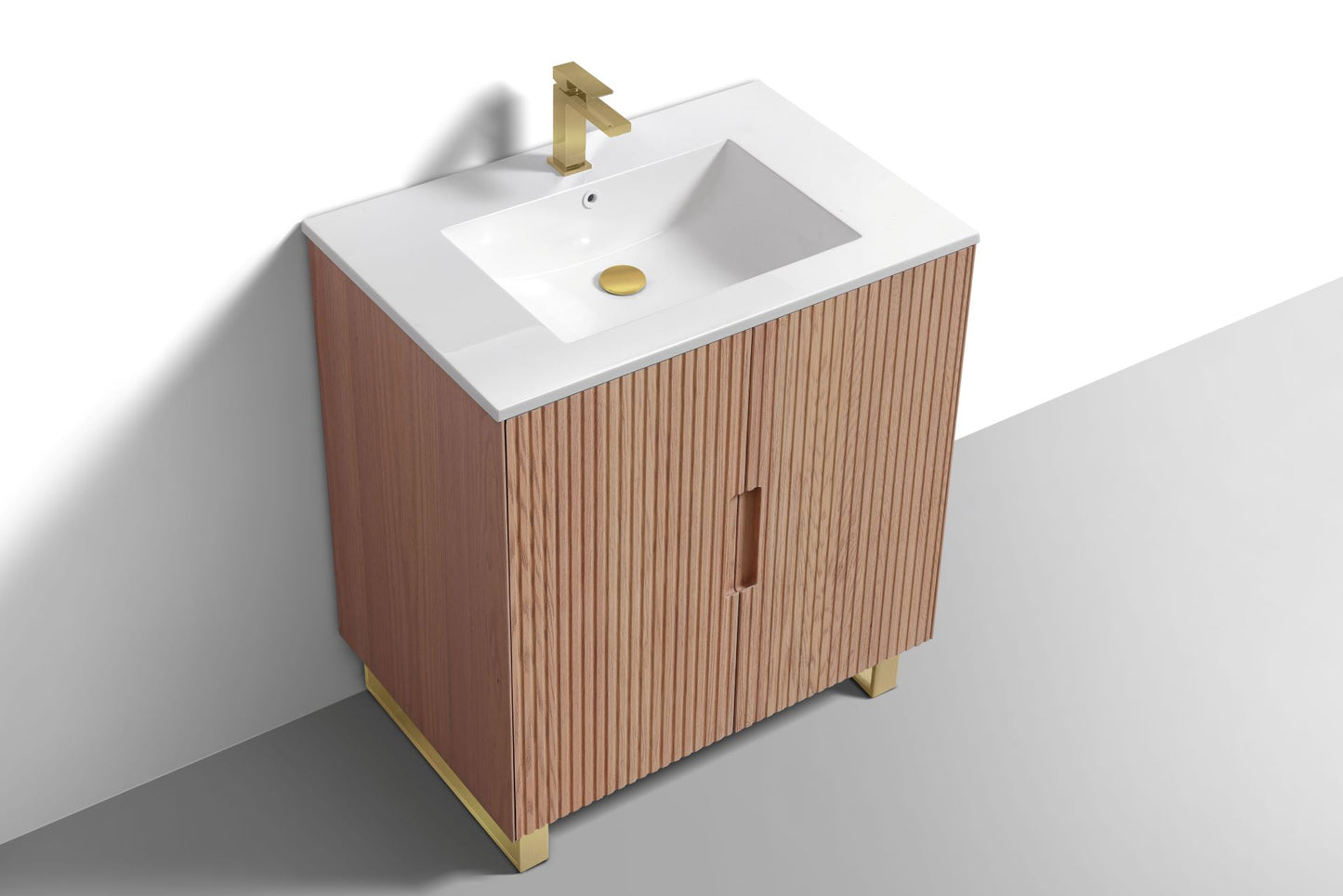 32” Fiore Free Standing Bathroom Vanity w/ Gold Legs – Oakwood