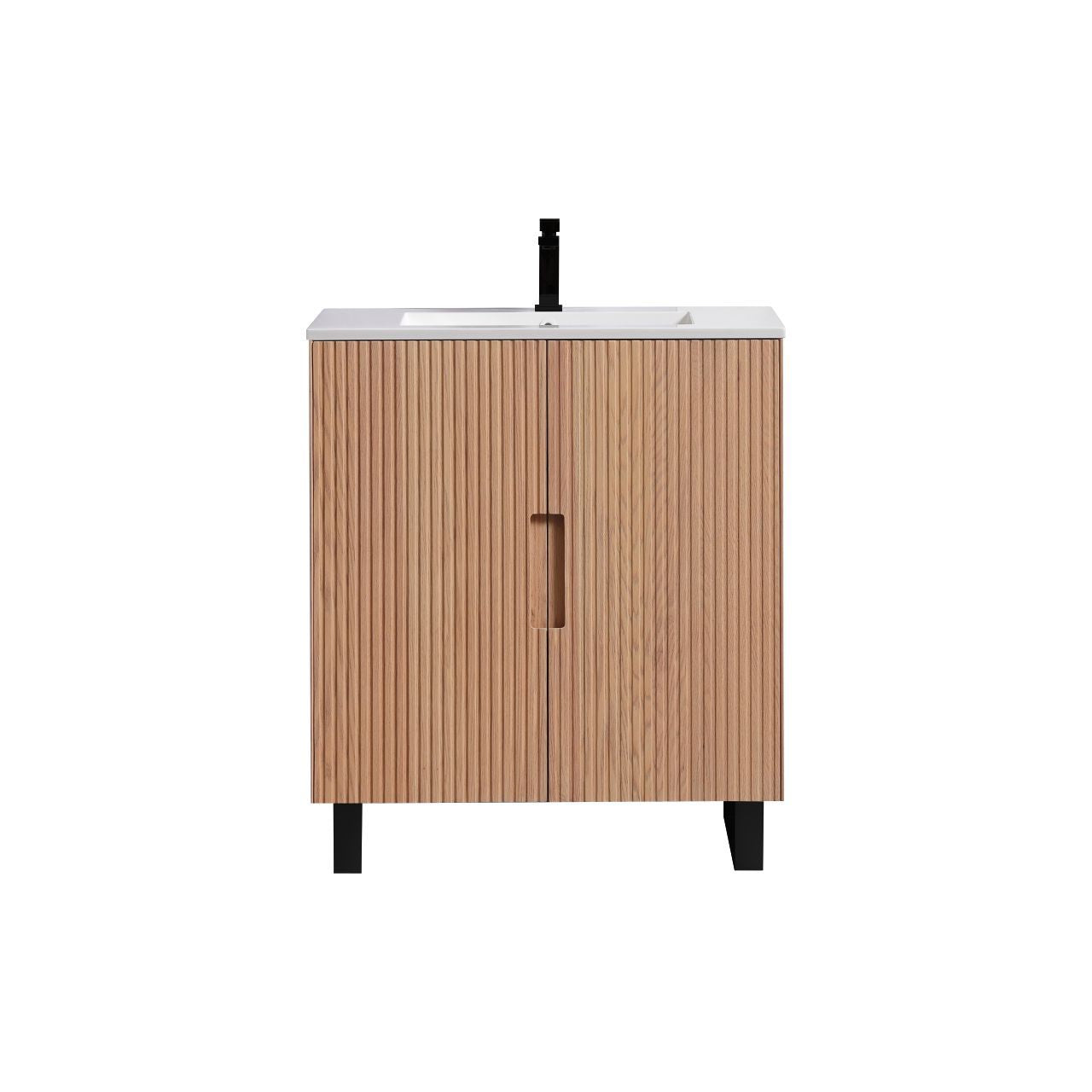32” Fiore Free Standing Bathroom Vanity w/ Matte Black Legs – Oakwood