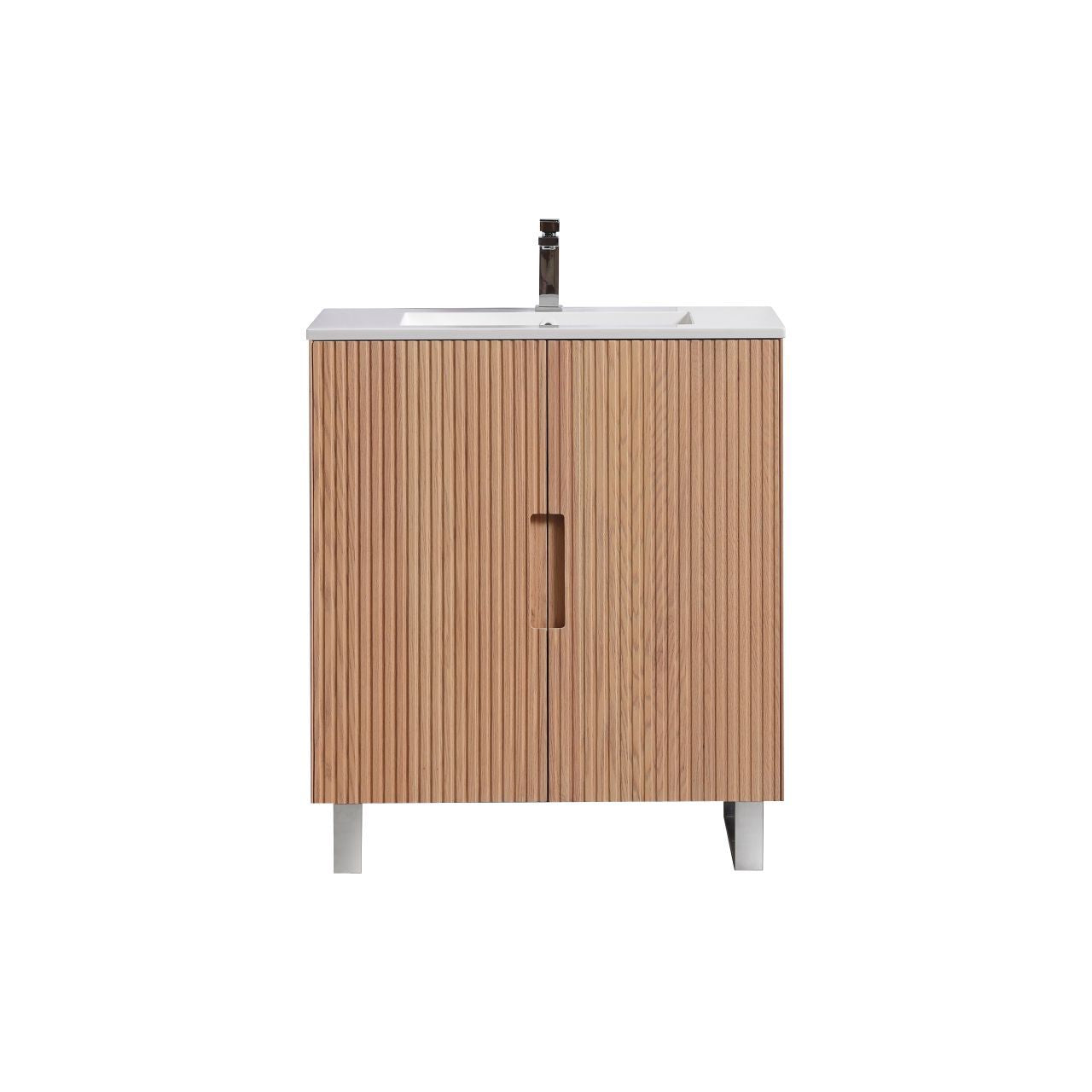 32” Fiore Free Standing Bathroom Vanity w/ Chrome Legs – Oakwood