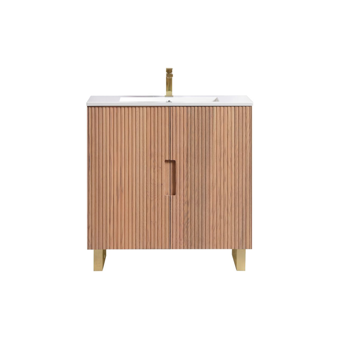 36” Fiore Free Standing Bathroom Vanity w/ Gold Legs – Oakwood