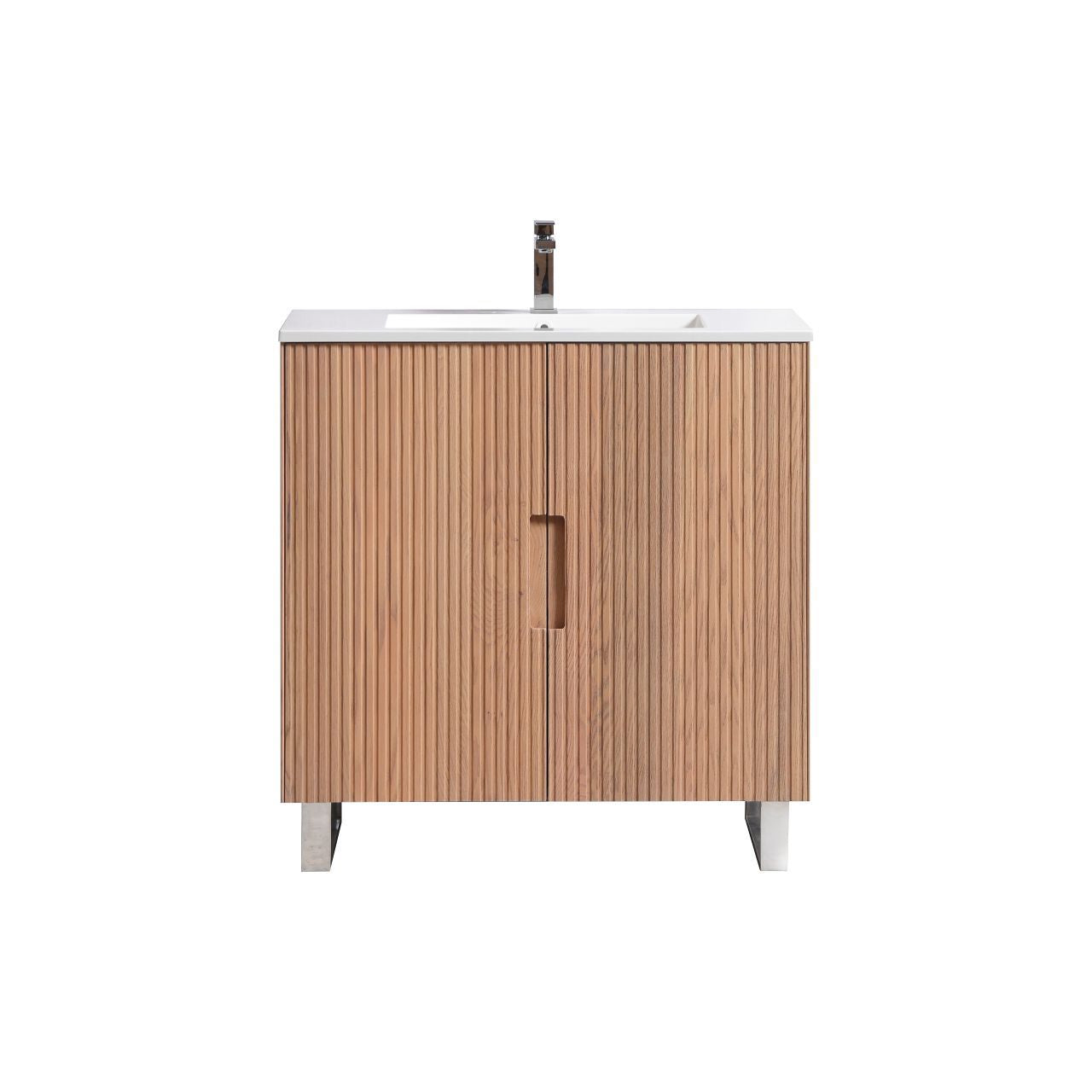 36” Fiore Free Standing Bathroom Vanity w/ Chrome Legs – Oakwood