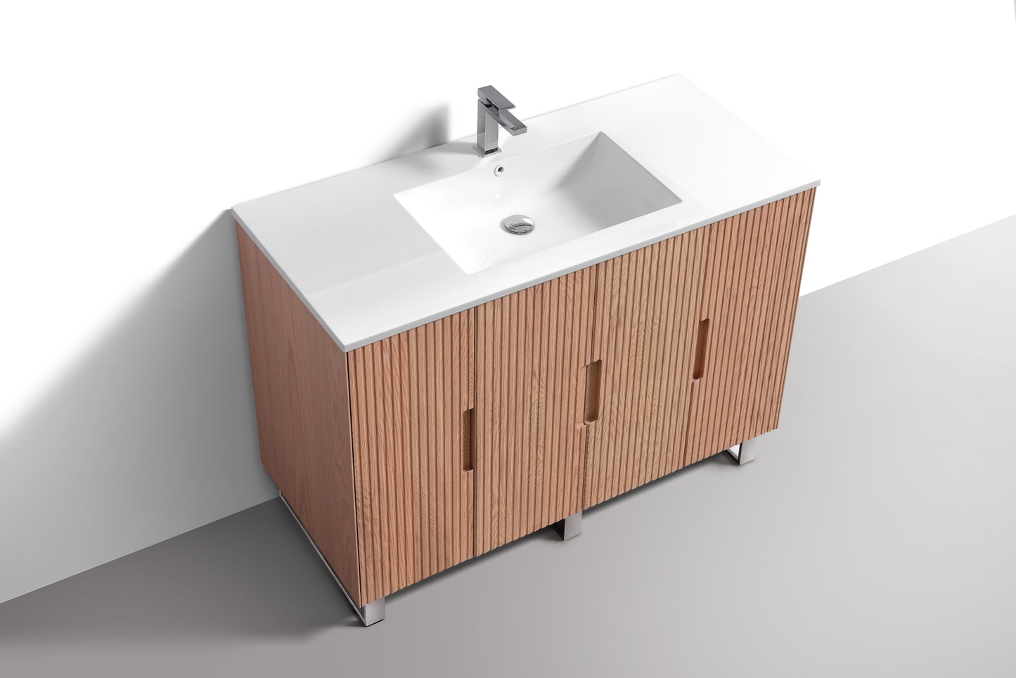 48” Fiore Single Sink Free Standing Bathroom Vanity w/ Chrome Legs – Oakwood