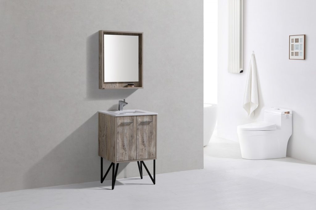 Bosco 24″ Inch Nature Wood Modern Bathroom Vanity W/ White Countertop