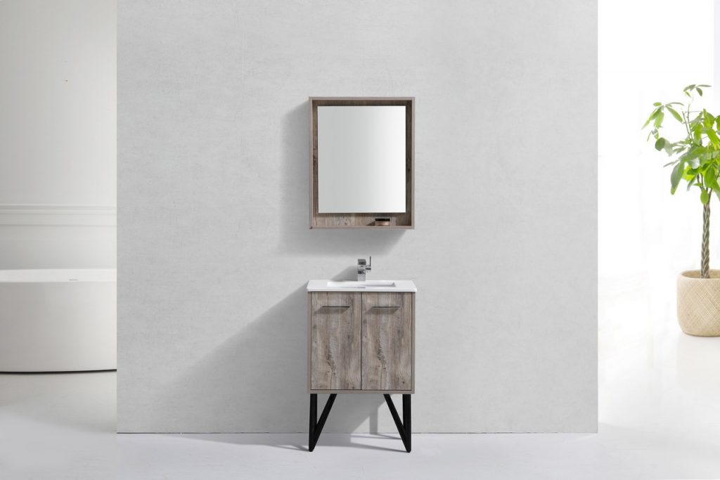Bosco 24″ Inch Nature Wood Modern Bathroom Vanity W/ White Countertop