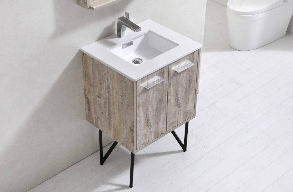 Bosco 24″ Inch Nature Wood Modern Bathroom Vanity W/ White Countertop