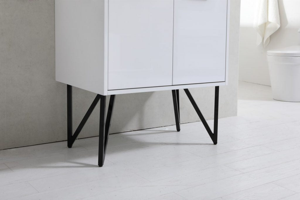 Bosco 30″ Inch High Gloss White Modern Bathroom Vanity W/ White Countertop