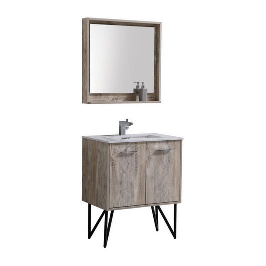 Bosco 30″ Inch Single Sink Modern Bathroom Vanity W/ Cream Countertop
