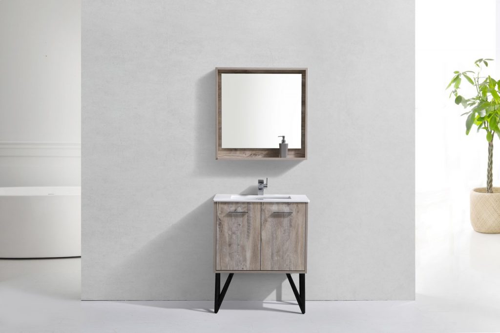 Bosco 30″ Inch Single Sink Modern Bathroom Vanity W/ Cream Countertop