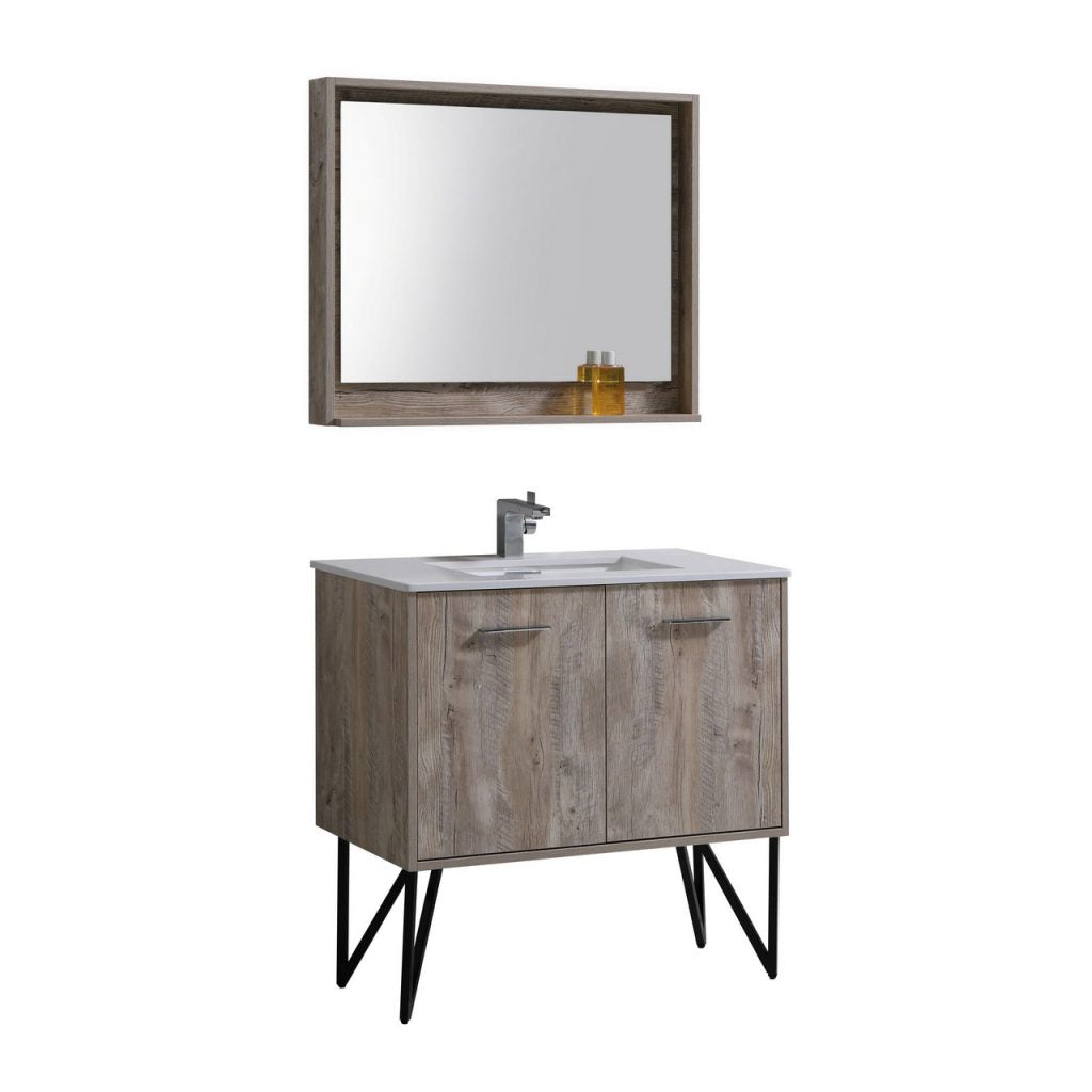 Bosco 36″ Inch Single Sink Modern Bathroom Vanity W/ White Countertop