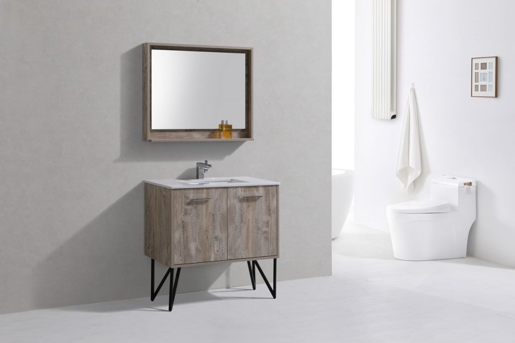 Bosco 36″ Inch Single Sink Modern Bathroom Vanity W/ White Countertop