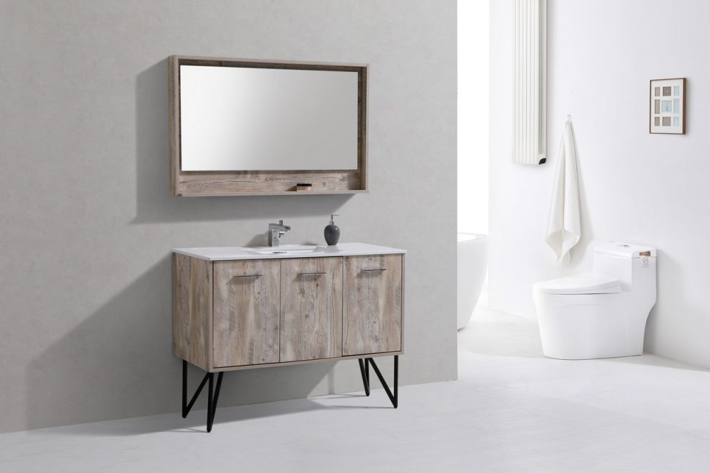 Bosco 48″ Inch Single Sink Modern Bathroom Vanity W/ White Countertop