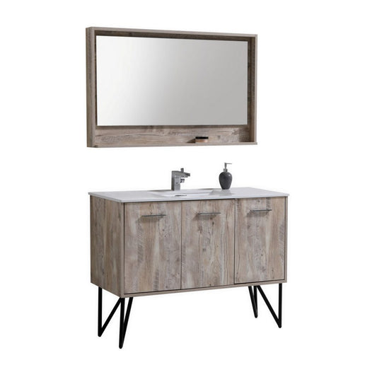 Bosco 48″ Inch Single Sink Modern Bathroom Vanity W/ White Countertop